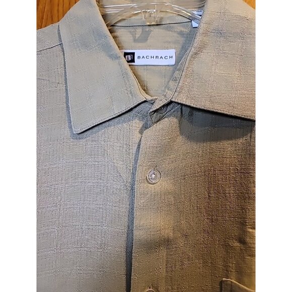 Bachrach Mens Long Sleeve Shirt Sz XL Beige   Button Down With Collar 63% Linen - Picture 4 of 15